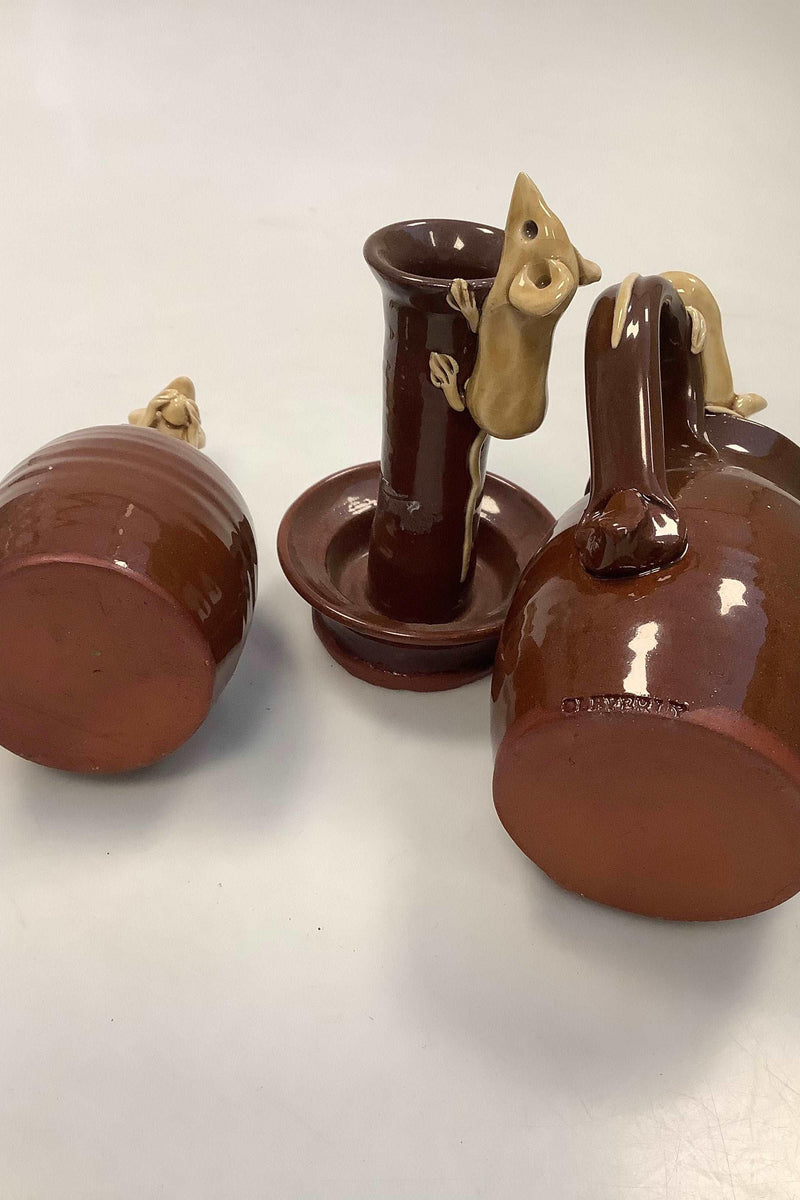 3 Dele David Cleverly Keramik med mus England  Måler op til 12,5cm / 4.92 inch