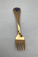 Georg Jensen Årsgaffel 1990 Forgyldt Sterling Sølv med emalje