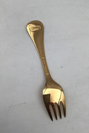 Georg Jensen Årsgaffel 1990 Forgyldt Sterling Sølv med emalje