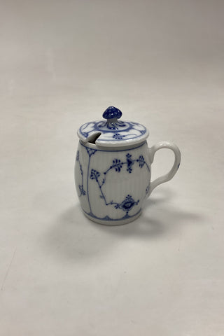 Royal Copenhagen Musselmalet Riflet Sennepskrukke med låg No. 137