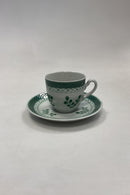 Royal Copenhagen Grøn Tranquebar Kaffekop og underkop No. 956