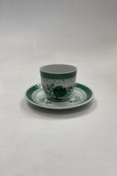 Royal Copenhagen Grøn Tranquebar Kaffekop og underkop No. 956