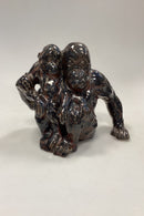 Bing and Grondahl Stoneware Figurine - Orangutan/Ape with Cub by Gauguin and Kyhn