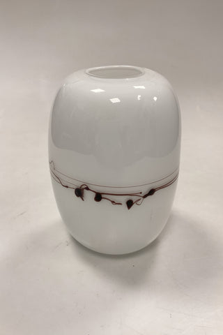 Holmegaard Melody Vase hvid med bordeaux mønster