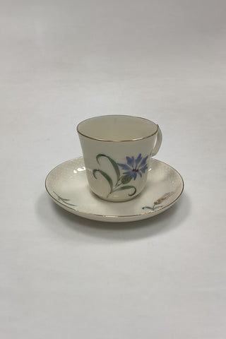 Royal Copenhagen Blå Kornblomst Mokkakop med Underkop No. 1546