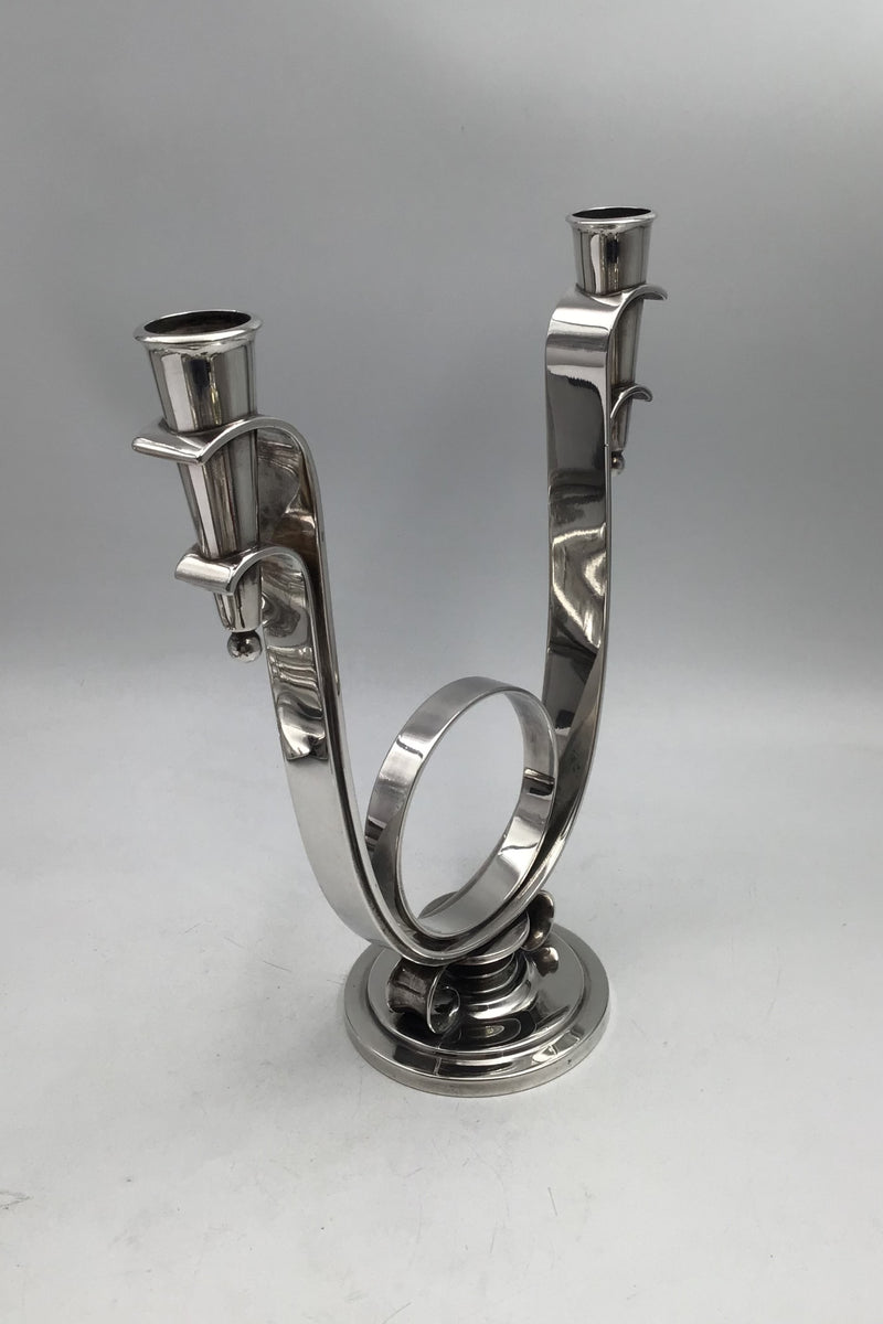 Georg Jensen Sterling Sølv To-armet Art Deco Lysestage No. 758
