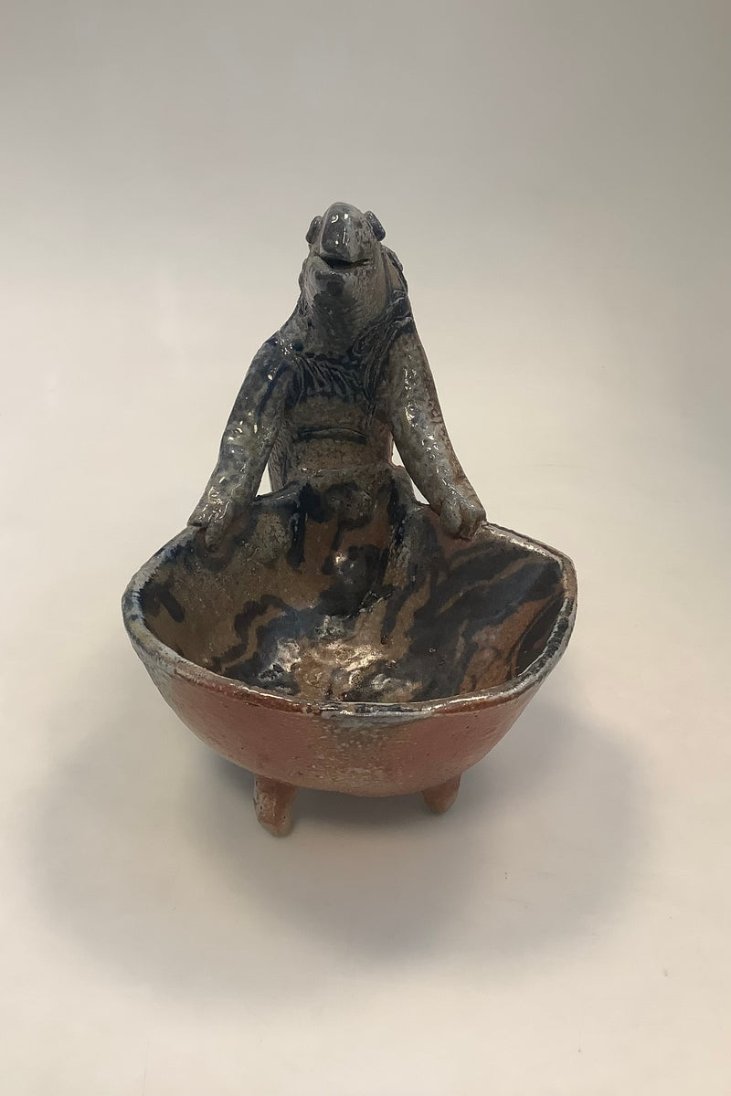 Sten Lykke Madsen Stoneware figurine Bowl with fabulous animals
