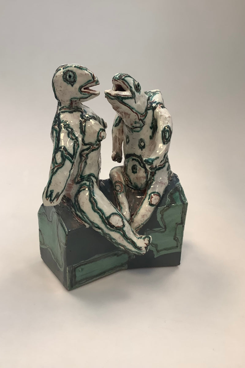 Sten Lykke Madsen Stoneware figurine with mythical creatures Conversation