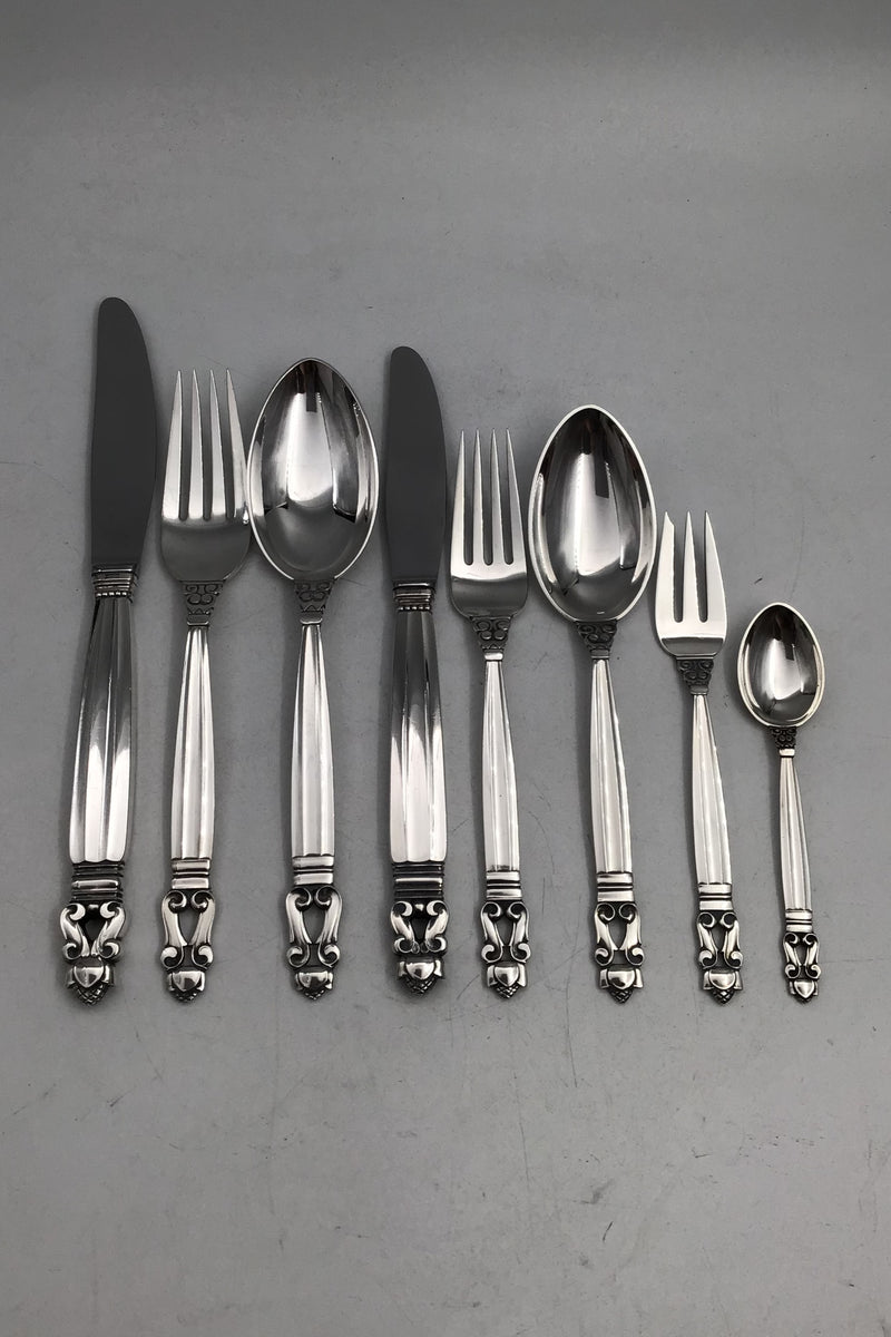 Georg Jensen Sterling Sølv Konge Bestik Sæt 12 Personer (96 dele)