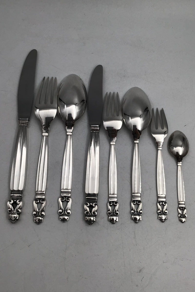 Georg Jensen Sterling Sølv Konge Bestik Sæt 12 Personer (96 dele)