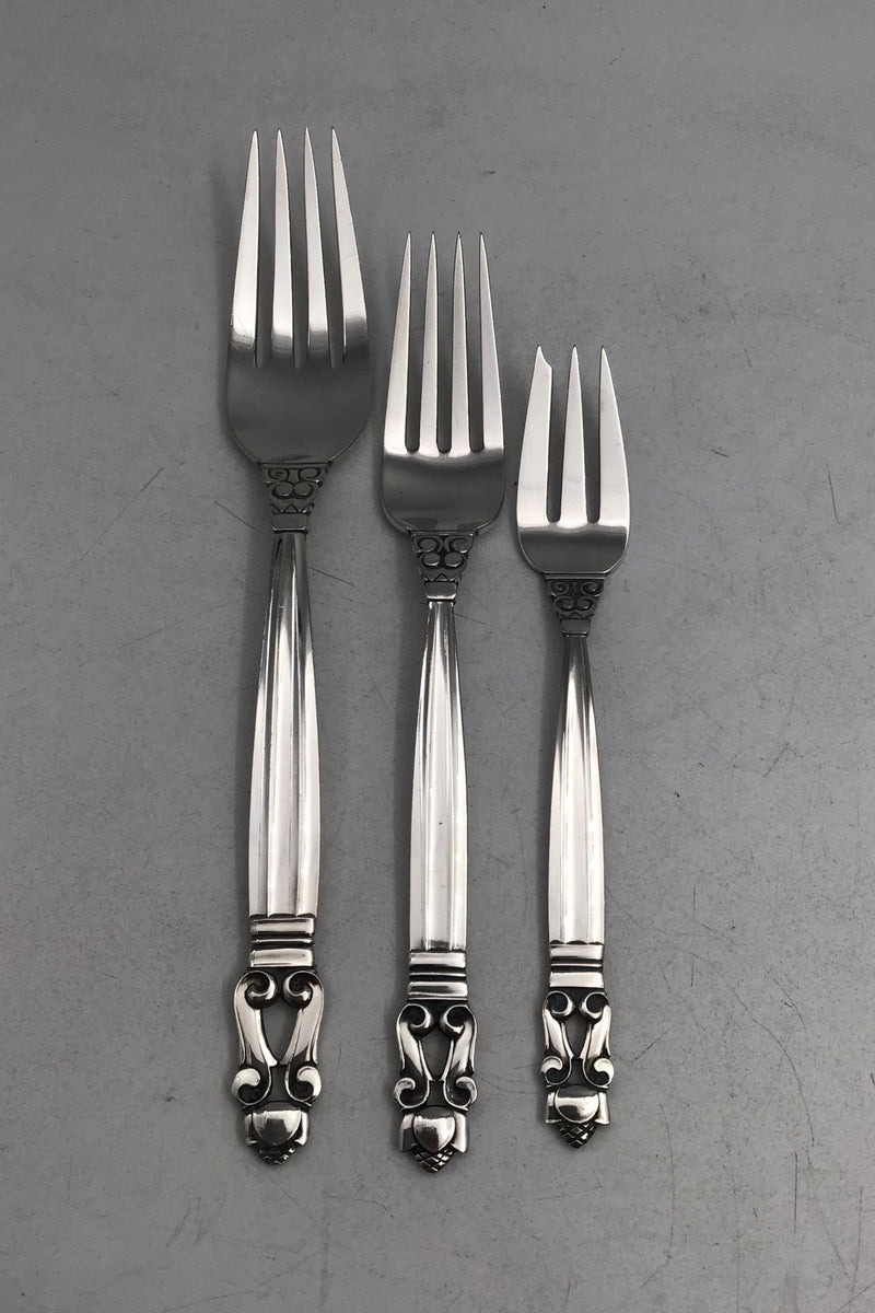 Georg Jensen Sterling Sølv Konge Bestik Sæt 12 Personer (96 dele)