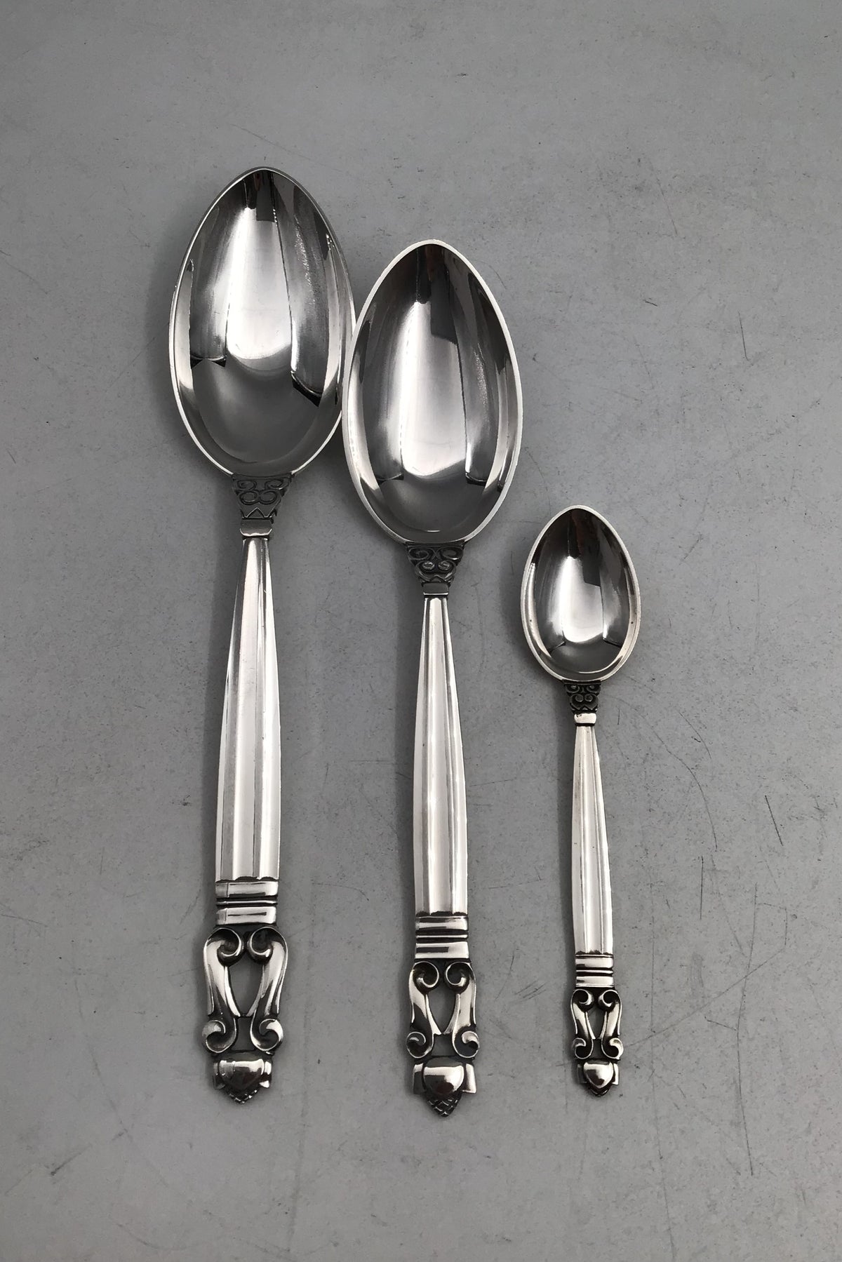 Georg Jensen Sterling Silver Acorn Cutlery Set 12 Persons (96 pieces)