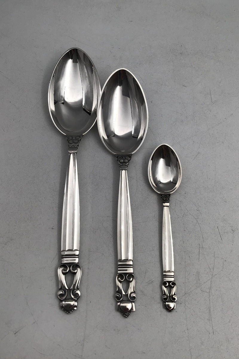 Georg Jensen Sterling Sølv Konge Bestik Sæt 12 Personer (96 dele)