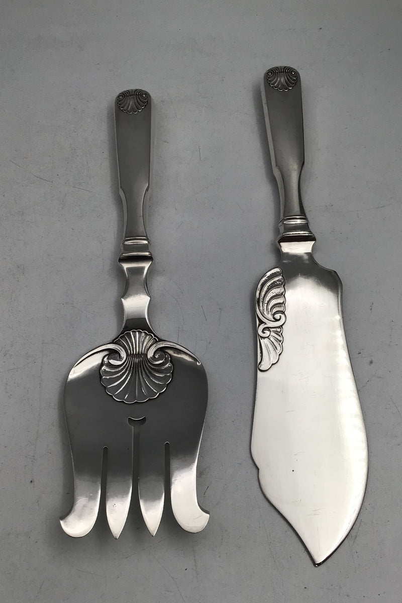 Dansk Sølv Musling Fiskeserveringssæt