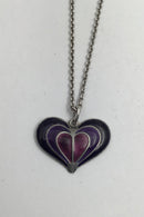David Andersen Sterling Silver / Enamel Heart Pendant + Chain
