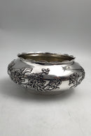 Antique Chinese Sterling Silver Bowl (Luen Wo, Shanghai) Chrysanthemum flower decoration