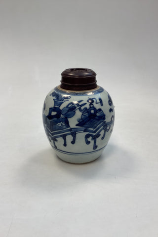 Orientalsk Kinesisk Vase / Ingefærkrukke med motiv i blå og hvid - Jiaqing perioden 1795-1820?