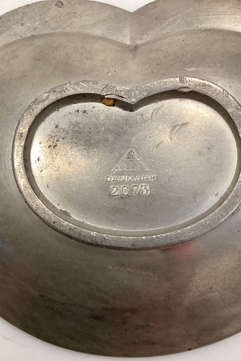 Just Andersen Hjerteformet Skål af Tin, No. 2673