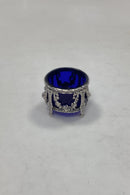 Udenlandsk Sølv Saltkar med blå glas indsats