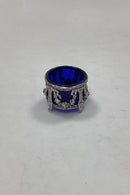 Udenlandsk Sølv Saltkar med blå glas indsats