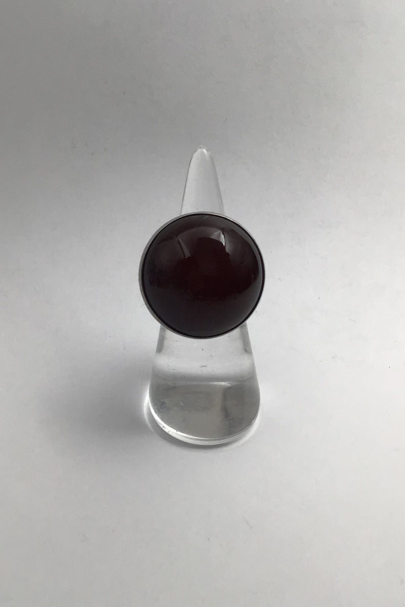 Georg Jensen Sterling Silver Ring No. 90 C (Reddish brown Agate)