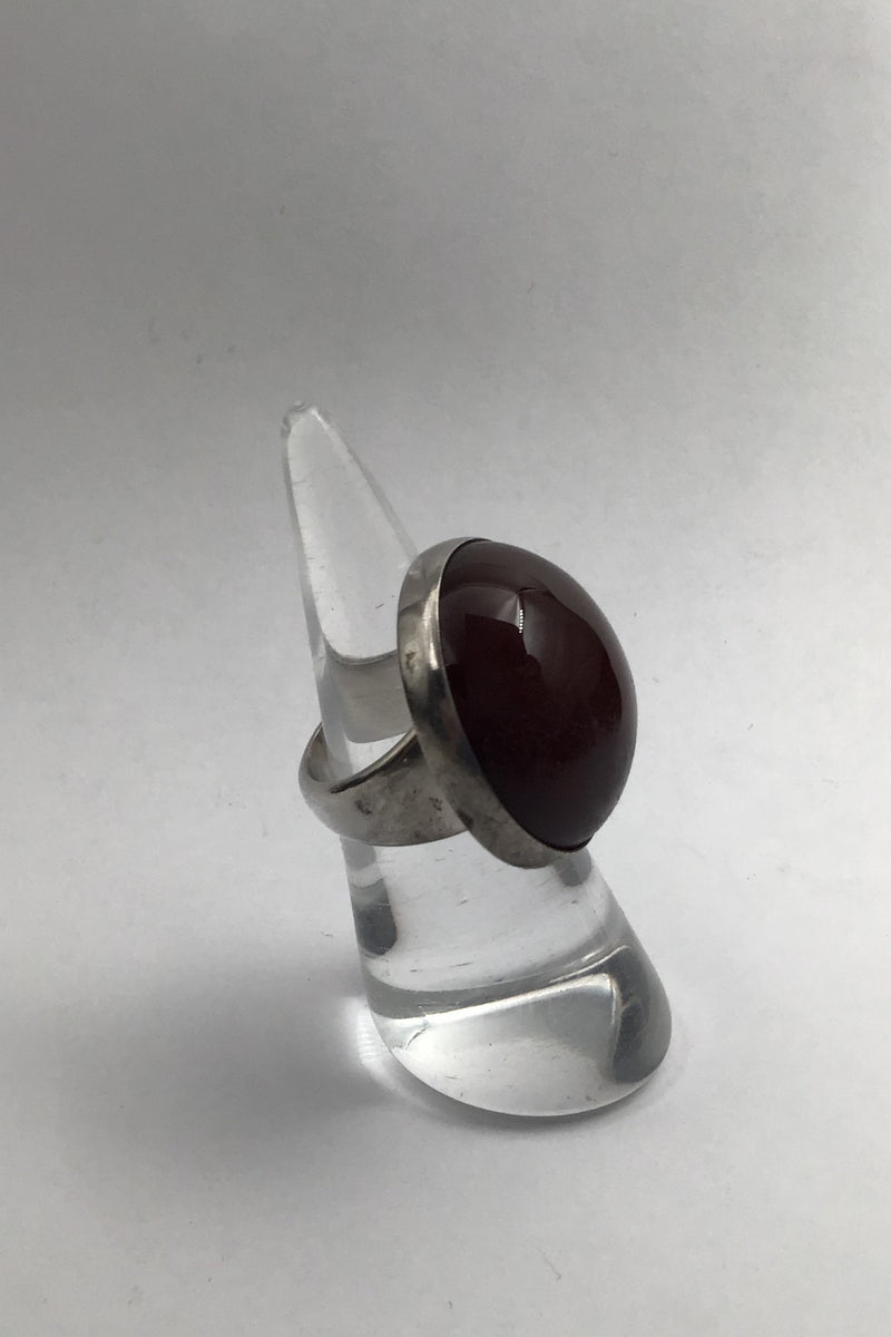 Georg Jensen Sterling Silver Ring No. 90 C (Reddish brown Agate)
