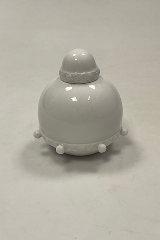 Bing og Grøndahl Art Nouveau lågkrukke i hvid