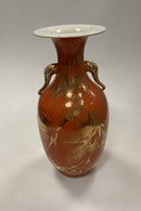 Orientalsk Kinesisk Vase i Orange / Guld med Elefant håndtag