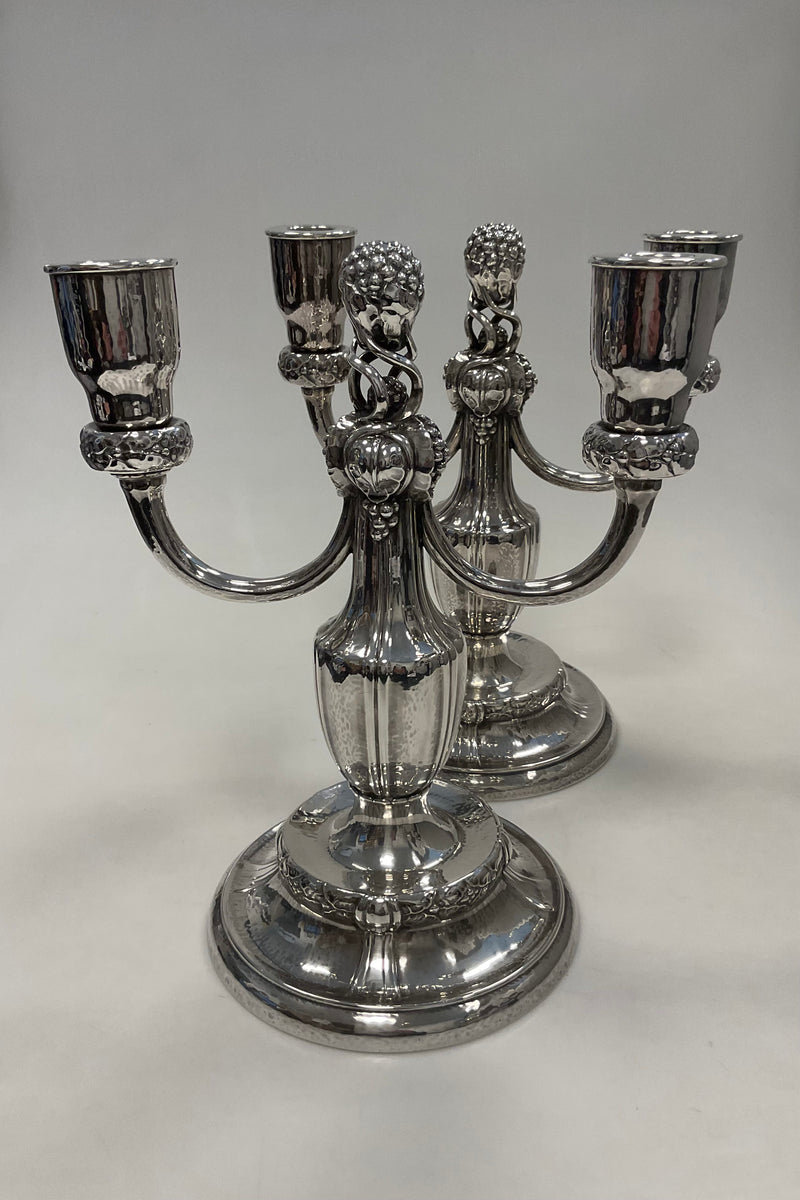 Par Georg Jensen Sterling Sølv 2-armet Lysestager No. 212