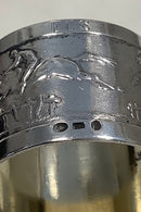Silver napkin ring with horses and riders