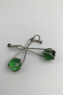 Bent Knudsen Sterling Sølv Øreringe (Skruer) Grønne Glasperler