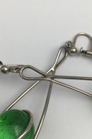 Bent Knudsen Sterling Sølv Øreringe (Skruer) Grønne Glasperler