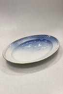 Bing & Grøndahl Seagull with Gold Oval Platter with Openwork Edge No. 15/315.5