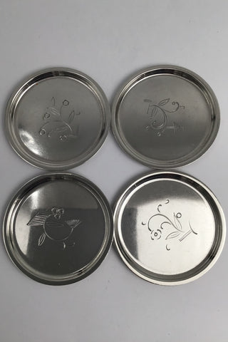 Frantz Hingelberg Sterling Silver Glass Trays(4) (1932-1933)