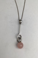 Georg Jensen Sterling Sølv Vedhæng No 473A Sphere (Rosa Quartz) (Stor)
