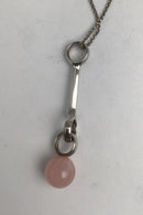 Georg Jensen Sterling Sølv Vedhæng No 473A Sphere (Rosa Quartz) (Stor)