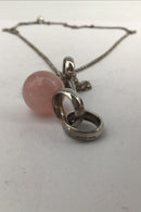 Georg Jensen Sterling Sølv Vedhæng No 473A Sphere (Rosa Quartz) (Stor)