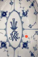 Bing og Grøndahl Blålmalet / Musselmalet Riflet Ovalt Fad med Logo No. 2077