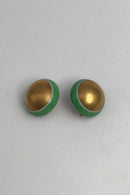 Royal Copenhagen Porcelæn Øreringe Grøn / Guld (Clips)