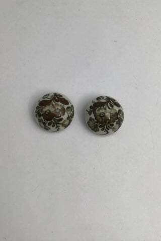 Royal Copenhagen Porcelæn Øreringe Blomstermotiv (Brun) (Clips)