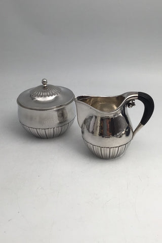 Georg Jensen og Wendel Sterling Sølv Flødekande og Sukkerskål No. 45D