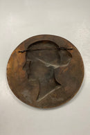 Dansk silhouetportræt af ung dame i Bronze Signeret A.S. Jag 23