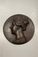 Dansk silhouetportræt af ung dame i Bronze Signeret A.S. Jag 22