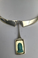 Karl Gustav Hansen Sterling Sølv Halsring med Vedhæng