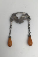 Georg Jensen 826 Silver Brooch, Amber / Chrysoprase (No. 8) (1904–1908)