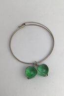 Bent Knudsen Sterling Sølv Armring (Grønne Glasperler)