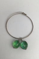 Bent Knudsen Sterling Sølv Armring (Grønne Glasperler)