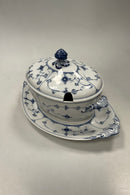 Royal Copenhagen Musselmalet Riflet oval terrin No 214 med underfad No. 217