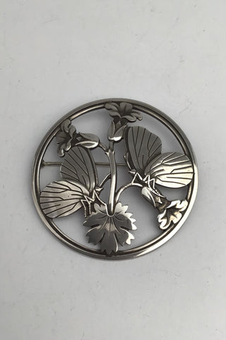 Georg Jensen Sterling Sølv Broche No. 283 med Sommerfuglemotiv