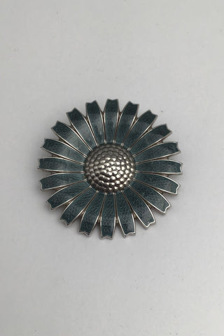 Georg Jensen Sterling Sølv Marguerit Broche / Vedhæng (Olivengrøn)